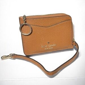 🌻Kate Spade Leila Warm Bread (Tan) Leather Small Card Holder Wristlet New Cond.